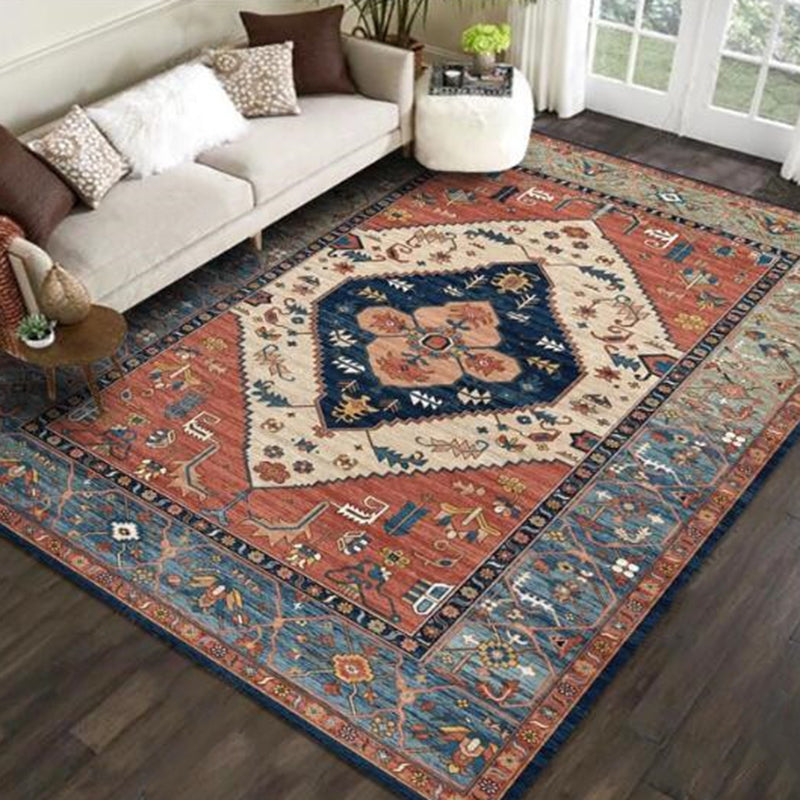 Multicolored Plaid Patterned Area Carpet Rug Cotton Blend Non-Slip Pet Friendly Indoor Rug for Living Room by Taavita