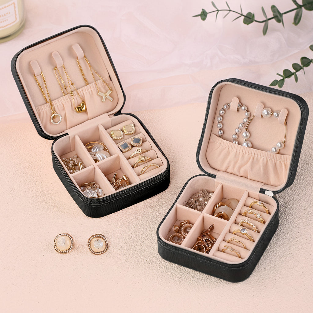 Compact Jewelry Travel Case with Secure Zipper for Easy Storage