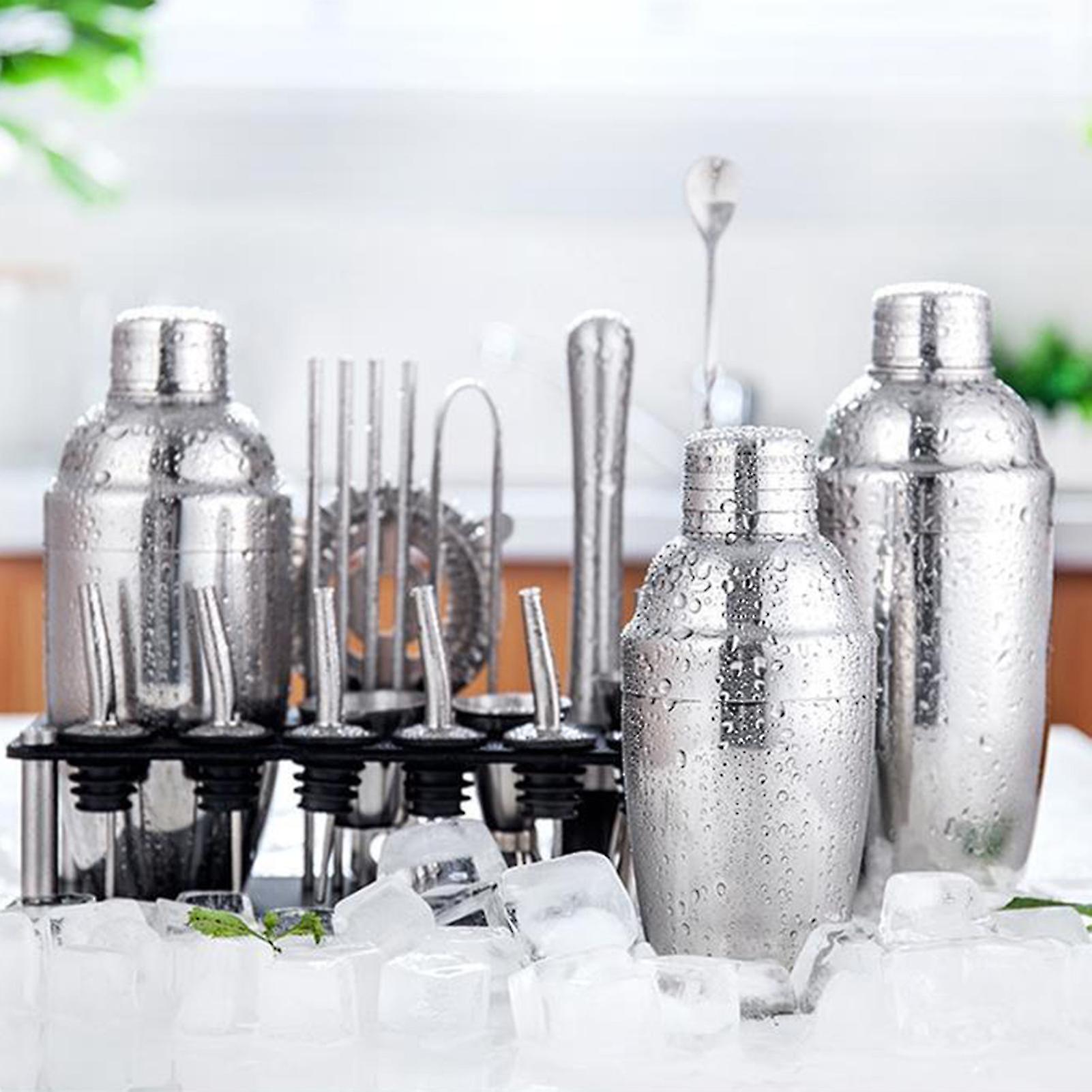 23pcs/Set Professional Versatile Bartender Kit Stainless Steel Martini Cocktail Shaker with Stand Bar Accessories