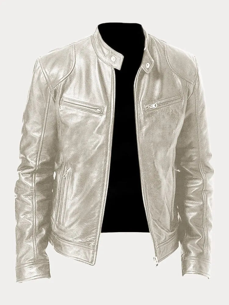 Men’s Leather Moto Jacket | Lined Interior & Adjustable Cuffs | Durable Genuine Leather | Versatile Casual & Semi-Formal Wear