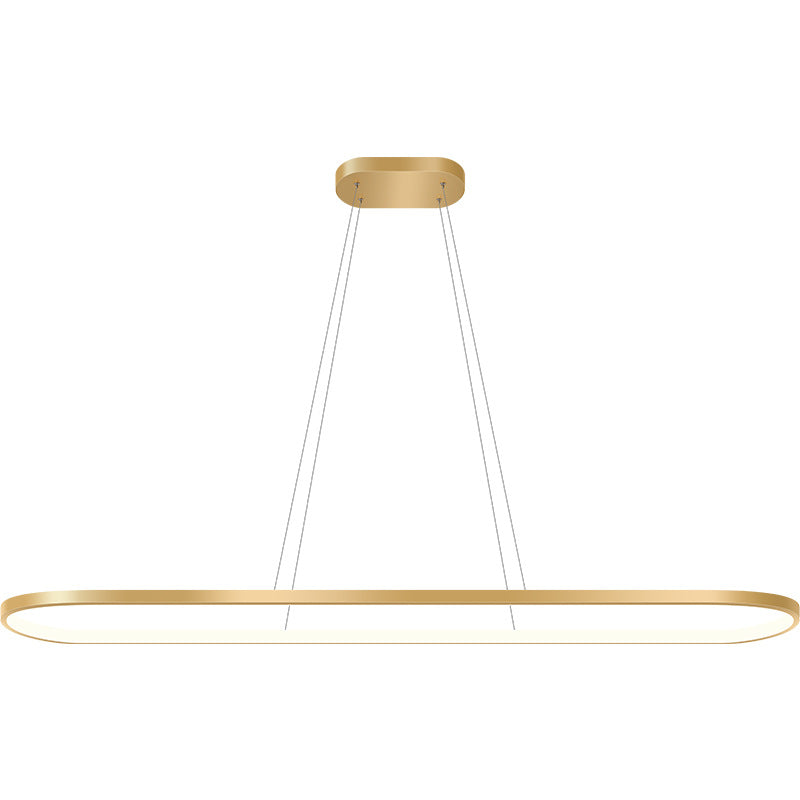 Minimalist Taavita Plated Metal Oblong Pendant Light Fixture LED Island Lighting over Table