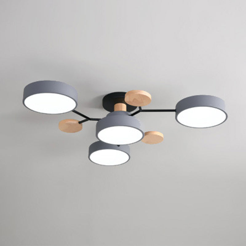 Sputnik Semi Flush Mount Light Macaron LED Acrylic Semi-Flush Mount Ceiling Fixture 4 Green Clearhalo 'Ceiling Lights' 'Close To Ceiling Lights' 'Close to ceiling' 'Semi-flushmount' Lighting' 2553236