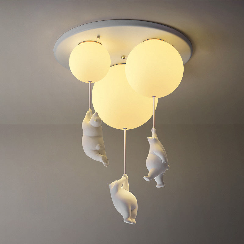 Cartoon Little Bear Ceiling Light Ball Shape Flush Mount Lighting Fixture for Children's Room Clearhalo 'Ceiling Lights' 'Close To Ceiling Lights' 'Close to ceiling' 'Flush mount' Lighting' 2562666
