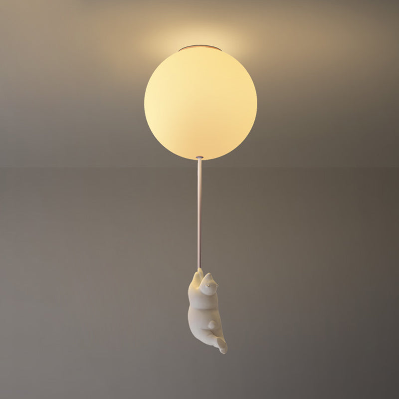 Cartoon Little Bear Ceiling Light Ball Shape Flush Mount Lighting Fixture for Children's Room Clearhalo 'Ceiling Lights' 'Close To Ceiling Lights' 'Close to ceiling' 'Flush mount' Lighting' 2562672