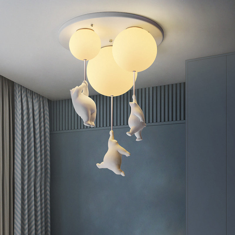 Taavita Cartoon Little Bear Ball Shape Flush Mount Ceiling Light Fixture for Children's Room