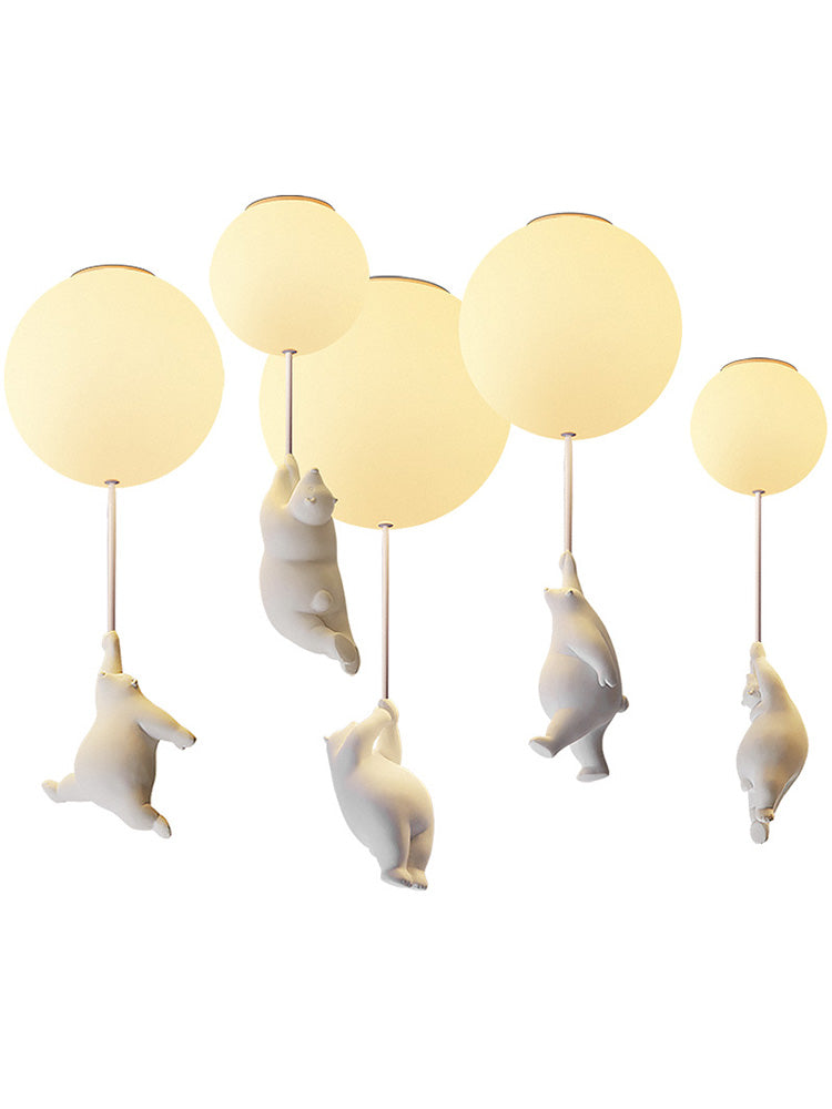 Taavita Cartoon Little Bear Ball Shape Flush Mount Ceiling Light Fixture for Children's Room