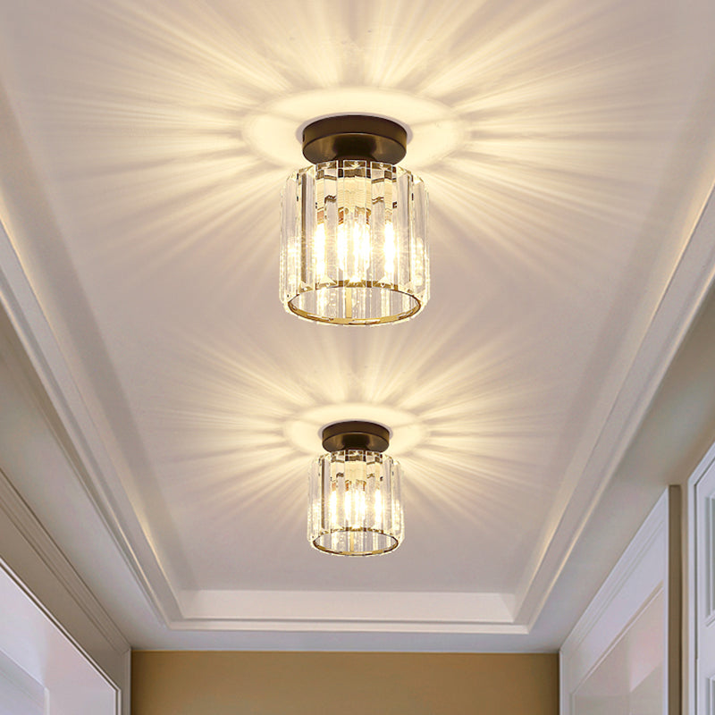 Modern Simplicity Ceiling Light Semi Flush Lamp with Clear Striped Glass Shade for Bedroom