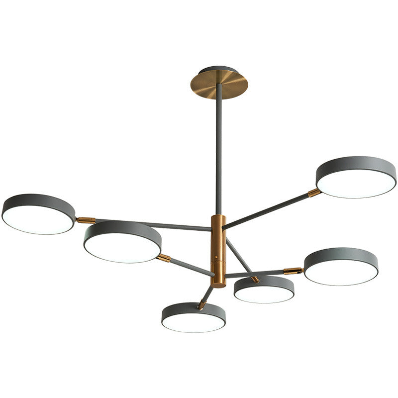 Round Ceiling Chandelier Ultra-Contemporary Metal Hanging Ceiling Lights for Living Room - Modern Design with 3 to 8 Lights, Includes Bulb, Available in Grey, White, Green, and Black