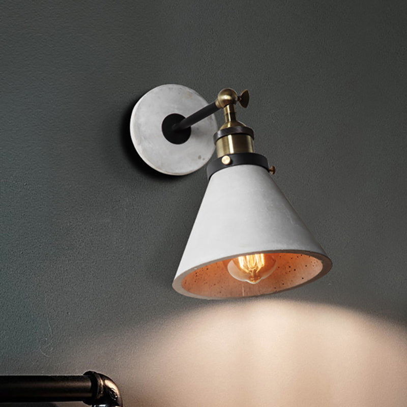 Taavita Cone/Cylinder/Bowl Bedroom Wall Mounted Light Grey Cement 1 Head Industrial Style Angle Adjustable Wall Sconce