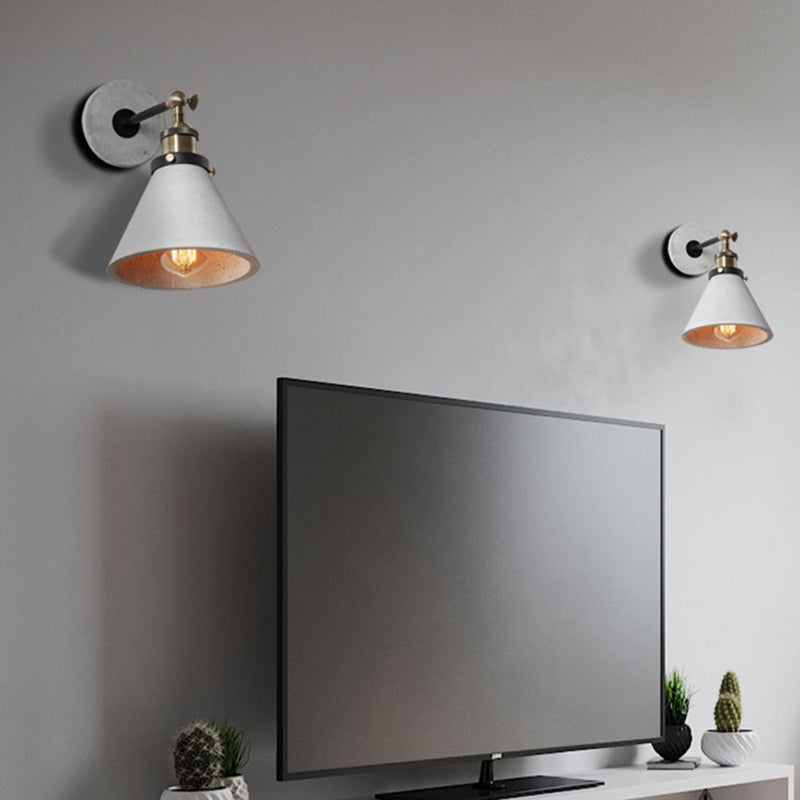 Taavita Cone/Cylinder/Bowl Bedroom Wall Mounted Light Grey Cement 1 Head Industrial Style Angle Adjustable Wall Sconce