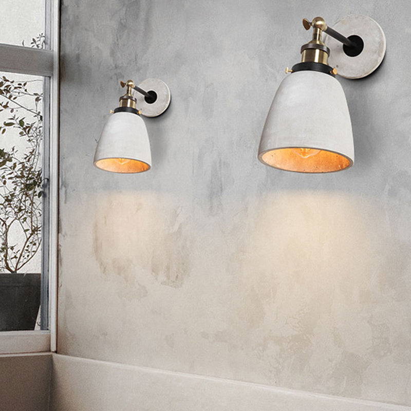 Taavita Cone/Cylinder/Bowl Bedroom Wall Mounted Light Grey Cement 1 Head Industrial Style Angle Adjustable Wall Sconce