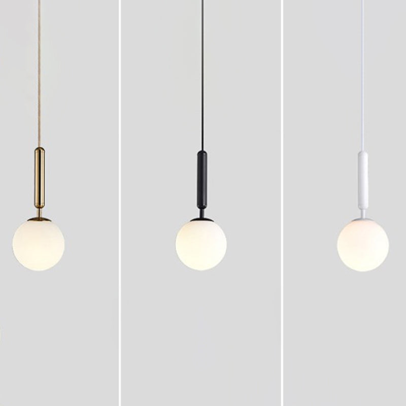 Taavita Modern White Glass Globe Hanging Ceiling Light Pendant Lamp for Bedroom