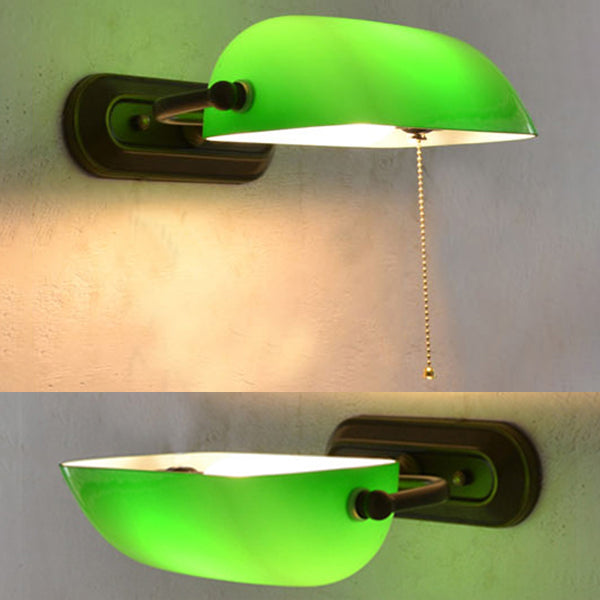Taavita Wall Lamp with/without Pull Chain Tiffany Stained Glass 1 Head Wall Mount for Bed