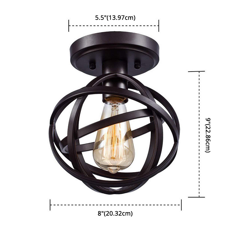 Taavita Semi-Flush Mount Ceiling Light Retro Industrial Style 1 Light Metal Ceiling Light Fixtures for Restaurant