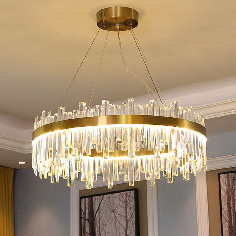 Taavita - Salon - Trailer Lighting System Contemporary Gold - Suspension Lamp with Crystal Circle Combination