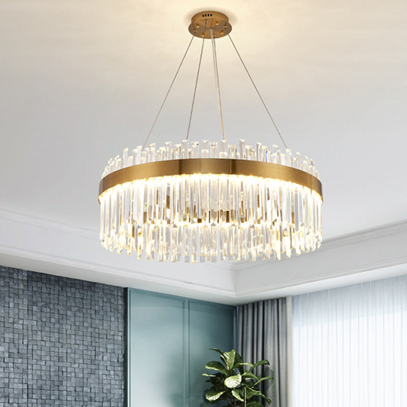 Taavita - Salon - Trailer Lighting System Contemporary Gold - Suspension Lamp with Crystal Circle Combination