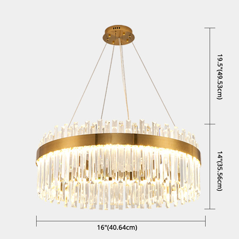 Taavita - Salon - Trailer Lighting System Contemporary Gold - Suspension Lamp with Crystal Circle Combination
