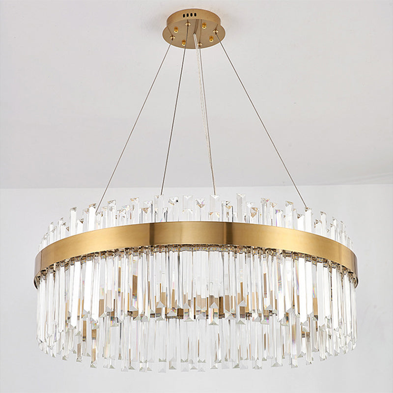 Taavita - Salon - Trailer Lighting System Contemporary Gold - Suspension Lamp with Crystal Circle Combination