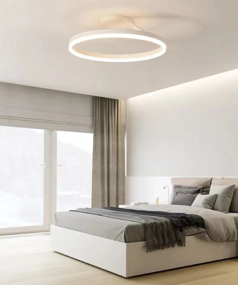 Contemporary Circular Semi Flush Mount Lighting Metal Ceiling Light Fixtures for Bedroom