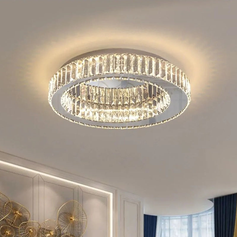 Round Flush Mount Ceiling Light Fixture Contemporary Crystal Ceiling Light Fixtures Black 19.5" Clearhalo 'Ceiling Lights' 'Close To Ceiling Lights' 'Lighting' 2605961