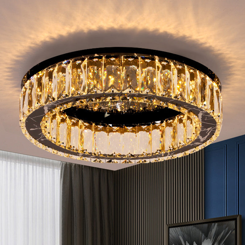 Modern Round Flush Mount Ceiling Light Fixture with Crystal - Contemporary Ceiling Light Fixtures
