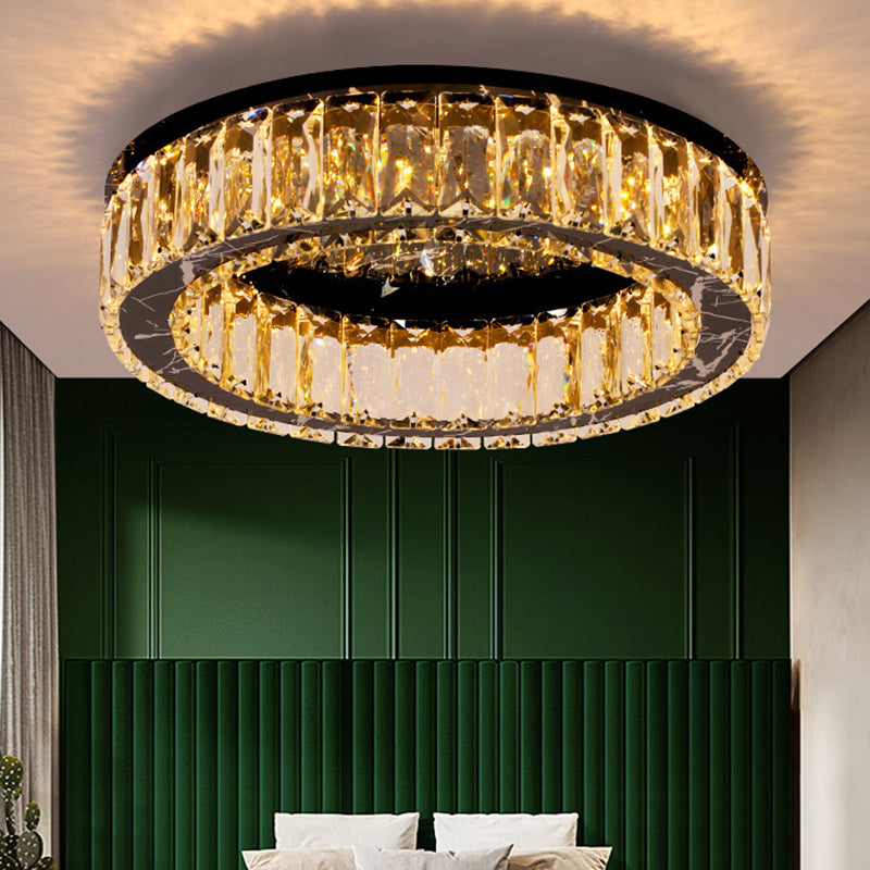 Modern Round Flush Mount Ceiling Light Fixture with Crystal - Contemporary Ceiling Light Fixtures