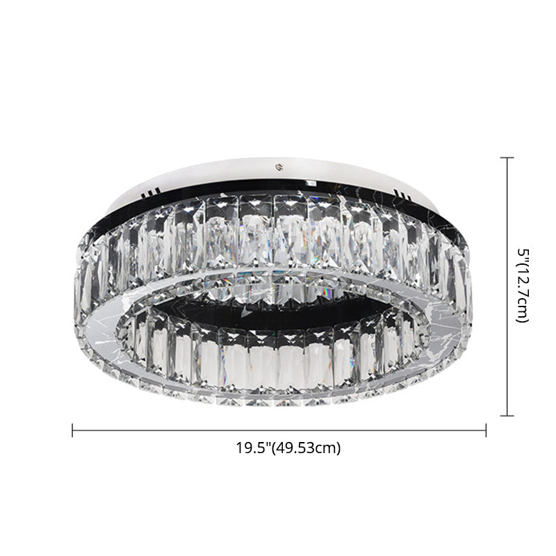 Modern Round Flush Mount Ceiling Light Fixture with Crystal - Contemporary Ceiling Light Fixtures