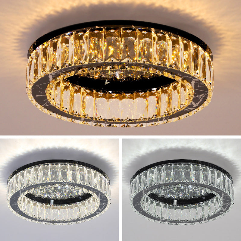 Modern Round Flush Mount Ceiling Light Fixture with Crystal - Contemporary Ceiling Light Fixtures