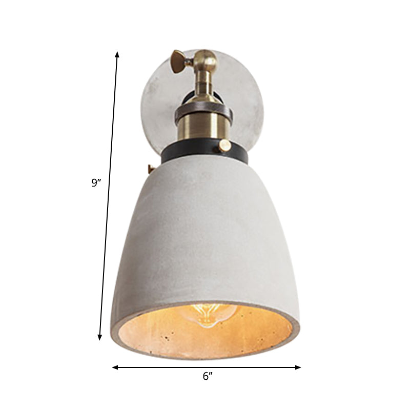 Taavita Cone/Cylinder/Bowl Bedroom Wall Mounted Light Grey Cement 1 Head Industrial Style Angle Adjustable Wall Sconce