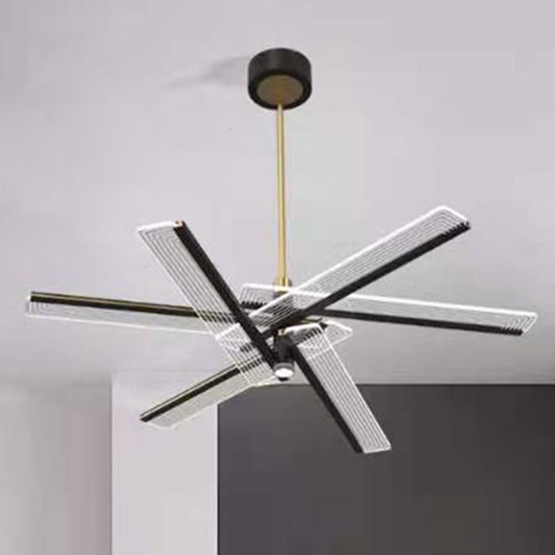 Rectangular Panel Hanging Light Modern Acrylic Black - LED - Chandelier for Living Room with Remote Control and Stepless Dimming