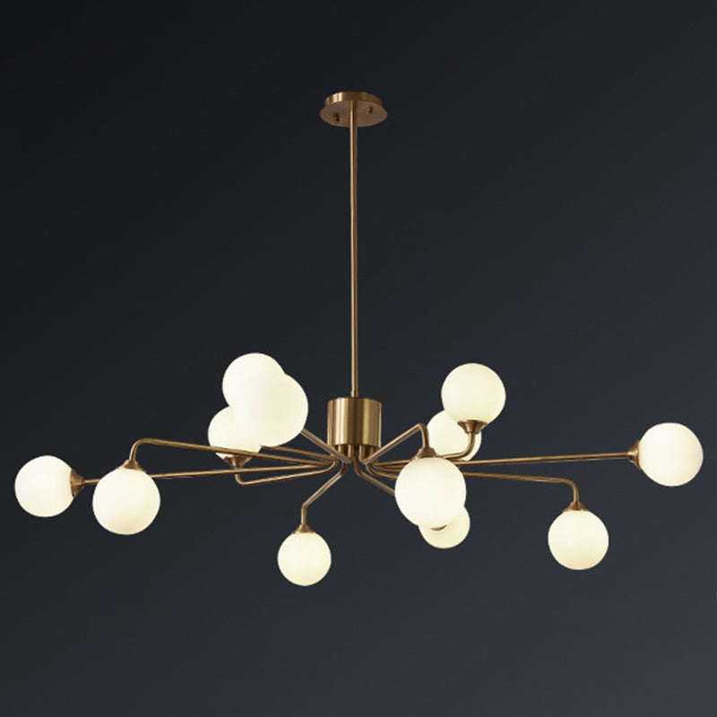 Modos Chandelier Lighting Fixture Simplicity White Glass Brass Finish Ceiling Light for Living Room Clearhalo 'Ceiling Lights' 'Chandeliers' Lighting' 2618876