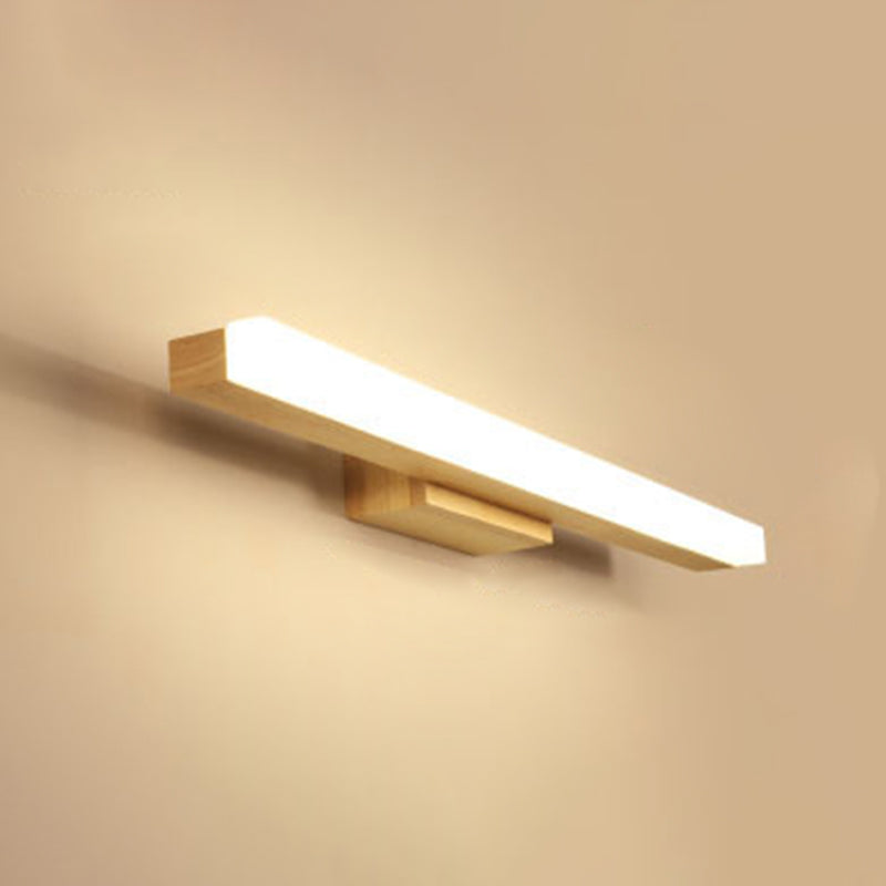 Rectangular Vanity Wall Light Nordic Minimalist Style Wood Single Vanity Light Clearhalo 'Vanity Lights' 'Wall Lights' Lighting' 2627315
