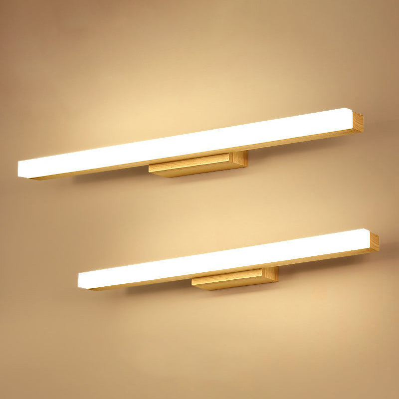 Taavita Rectangular Vanity Wall Light in Nordic Minimalist Style Made of Wood - Single Vanity Light