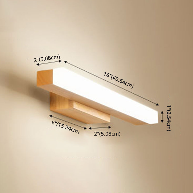 Taavita Rectangular Vanity Wall Light in Nordic Minimalist Style Made of Wood - Single Vanity Light
