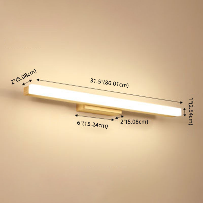 Taavita Rectangular Vanity Wall Light in Nordic Minimalist Style Made of Wood - Single Vanity Light