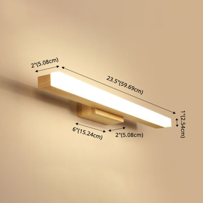 Taavita Rectangular Vanity Wall Light in Nordic Minimalist Style Made of Wood - Single Vanity Light
