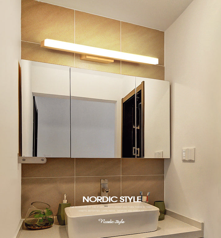 Rectangular Vanity Wall Light Nordic Minimalist Style Wood Single Vanity Light Clearhalo 'Vanity Lights' 'Wall Lights' Lighting' 2627317