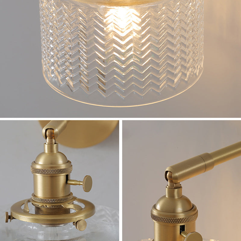 Taavita Industrial Adjustable Wall Sconce Light with Clear Glass Shade for Bedroom Hotel