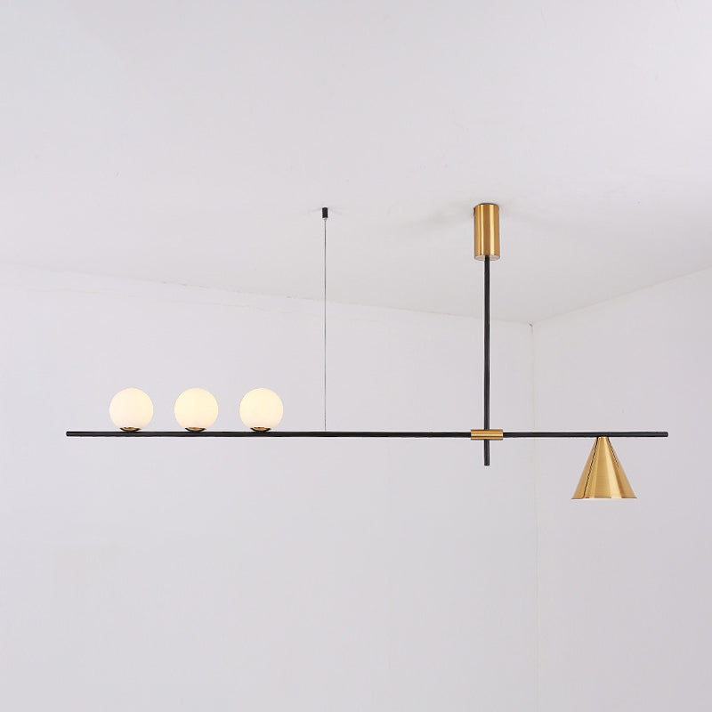 Modern Minimalist Linear Chandelier Light Fixture Spherical White Glass Ceiling Chandelier Clearhalo 'Ceiling Lights' 'Island Lights' 'Lighting' 2628461