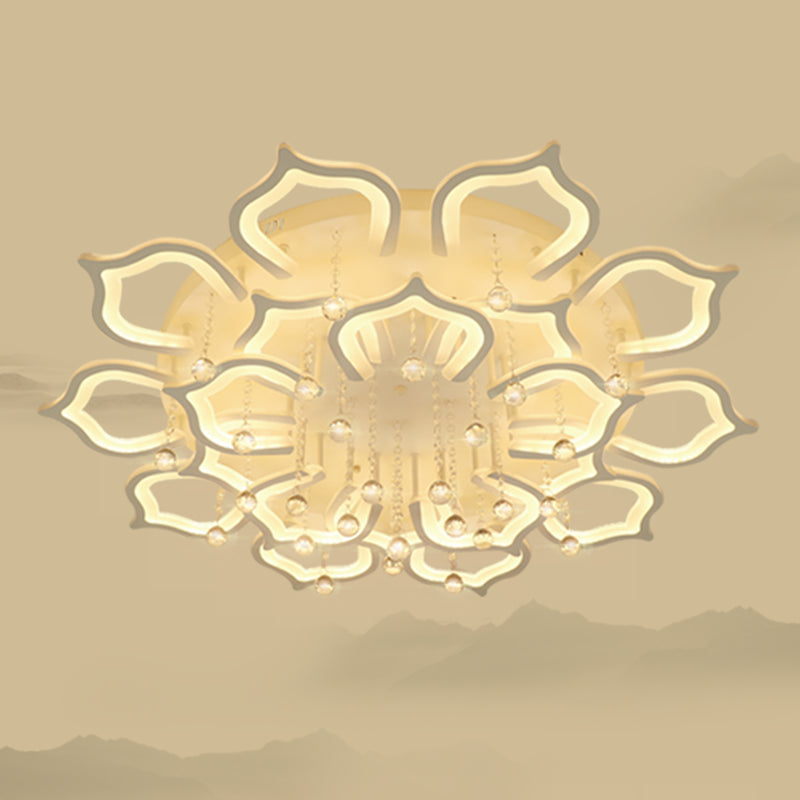 Taavita Flush Ceiling Light | Modern LED Acrylic Semi Flush Mount with Crystal Decor