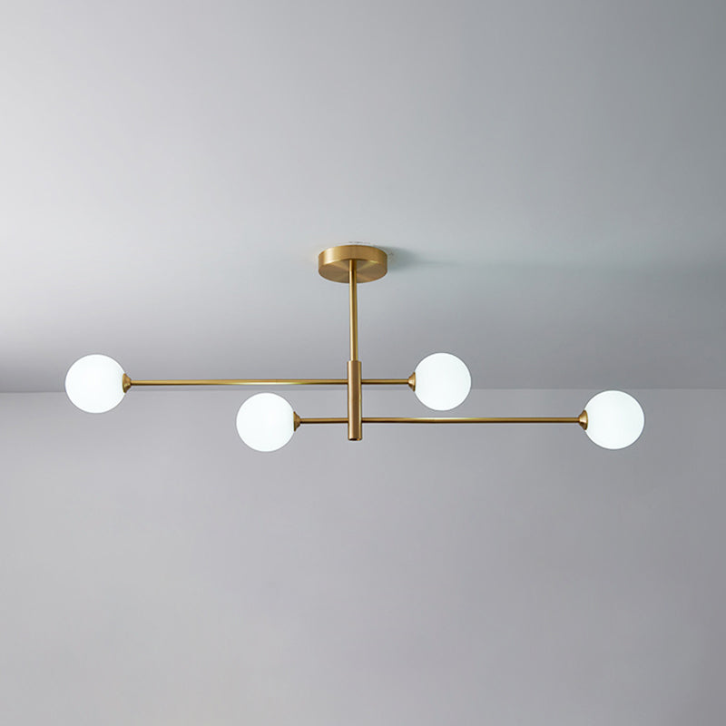 Taavita Post-Modern Metal Hanging Chandelier Light with Glass Shade Ceiling Chandelier in Gold for Living Room