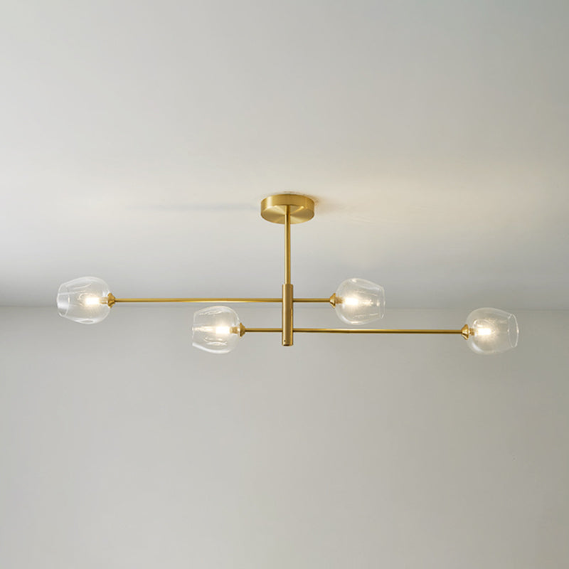 Post-Modern Metal Hanging Chandelier Light Glass Shade Ceiling Chandelier in Gold for Living Room Clearhalo 'Ceiling Lights' 'Chandeliers' Lighting' options 2629619