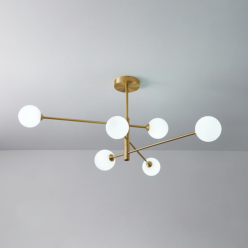 Post-Modern Metal Hanging Chandelier Light Glass Shade Ceiling Chandelier in Gold for Living Room Clearhalo 'Ceiling Lights' 'Chandeliers' Lighting' options 2629625