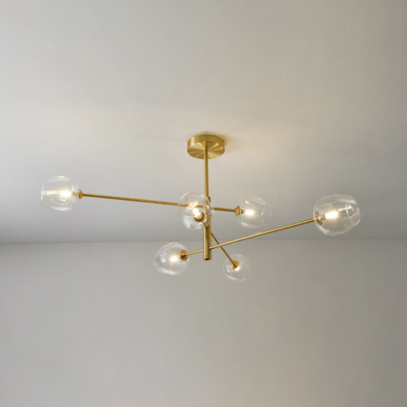 Post-Modern Metal Hanging Chandelier Light Glass Shade Ceiling Chandelier in Gold for Living Room Clearhalo 'Ceiling Lights' 'Chandeliers' Lighting' options 2629627