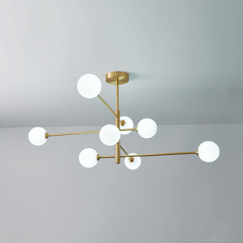 Post-Modern Metal Hanging Chandelier Light Glass Shade Ceiling Chandelier in Gold for Living Room Clearhalo 'Ceiling Lights' 'Chandeliers' Lighting' options 2629609