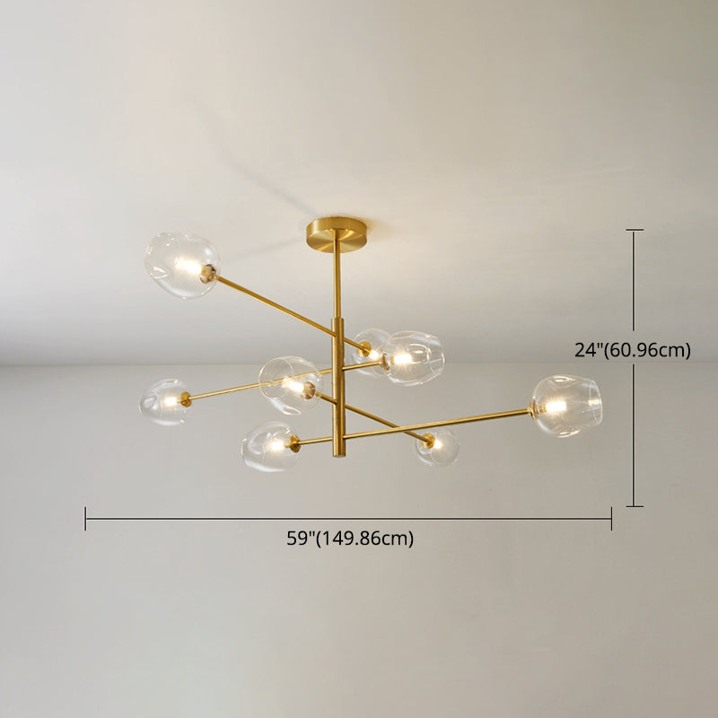 Taavita Post-Modern Metal Hanging Chandelier Light with Glass Shade Ceiling Chandelier in Gold for Living Room