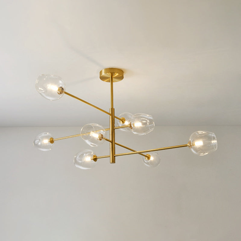 Post-Modern Metal Hanging Chandelier Light Glass Shade Ceiling Chandelier in Gold for Living Room Clearhalo 'Ceiling Lights' 'Chandeliers' Lighting' options 2629611