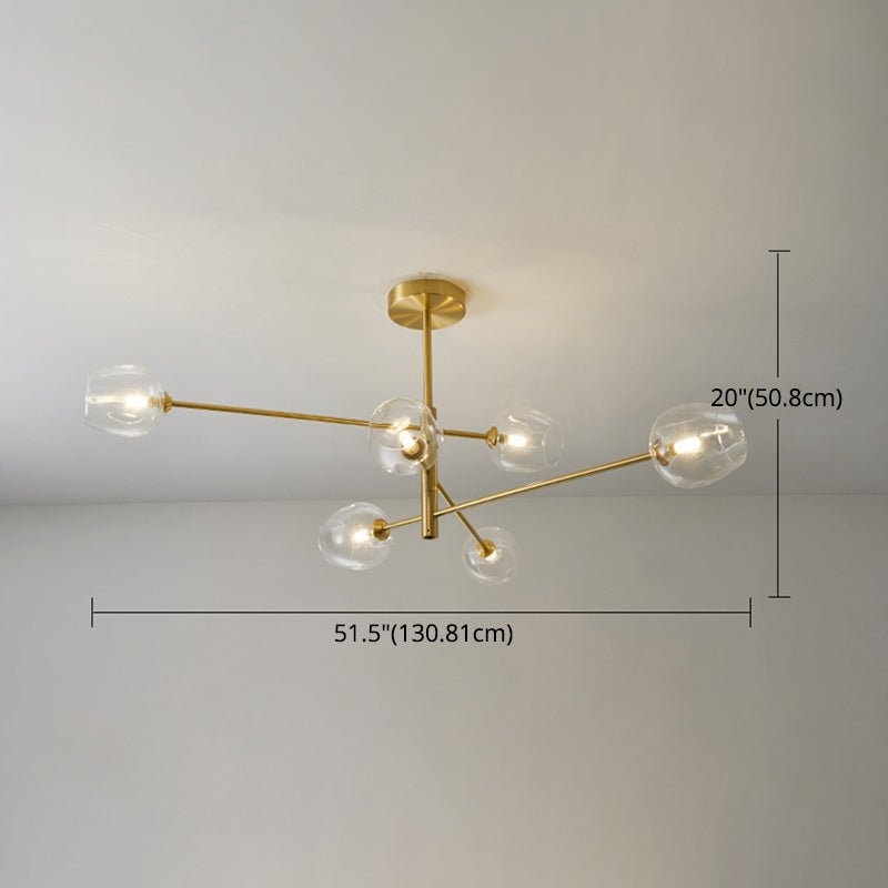 Taavita Post-Modern Metal Hanging Chandelier Light with Glass Shade Ceiling Chandelier in Gold for Living Room