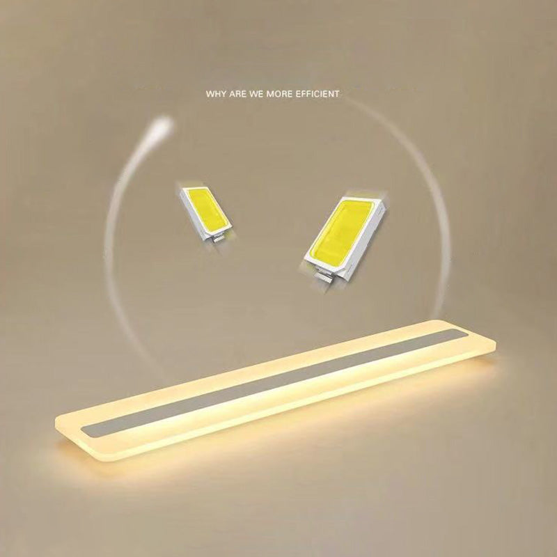 Minimalist LED White Acrylic Linear Flush Mount Ceiling Light Fixture - Ceiling Mounted, 39" Length, 6" Width