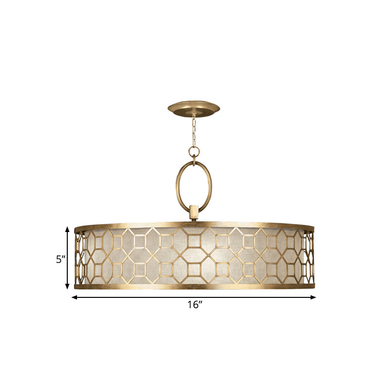 16"/19.5"/23.5" Diameter Taavita Style Drum Chandelier 3-Light Gold Brass Hanging Ceiling Lamp
